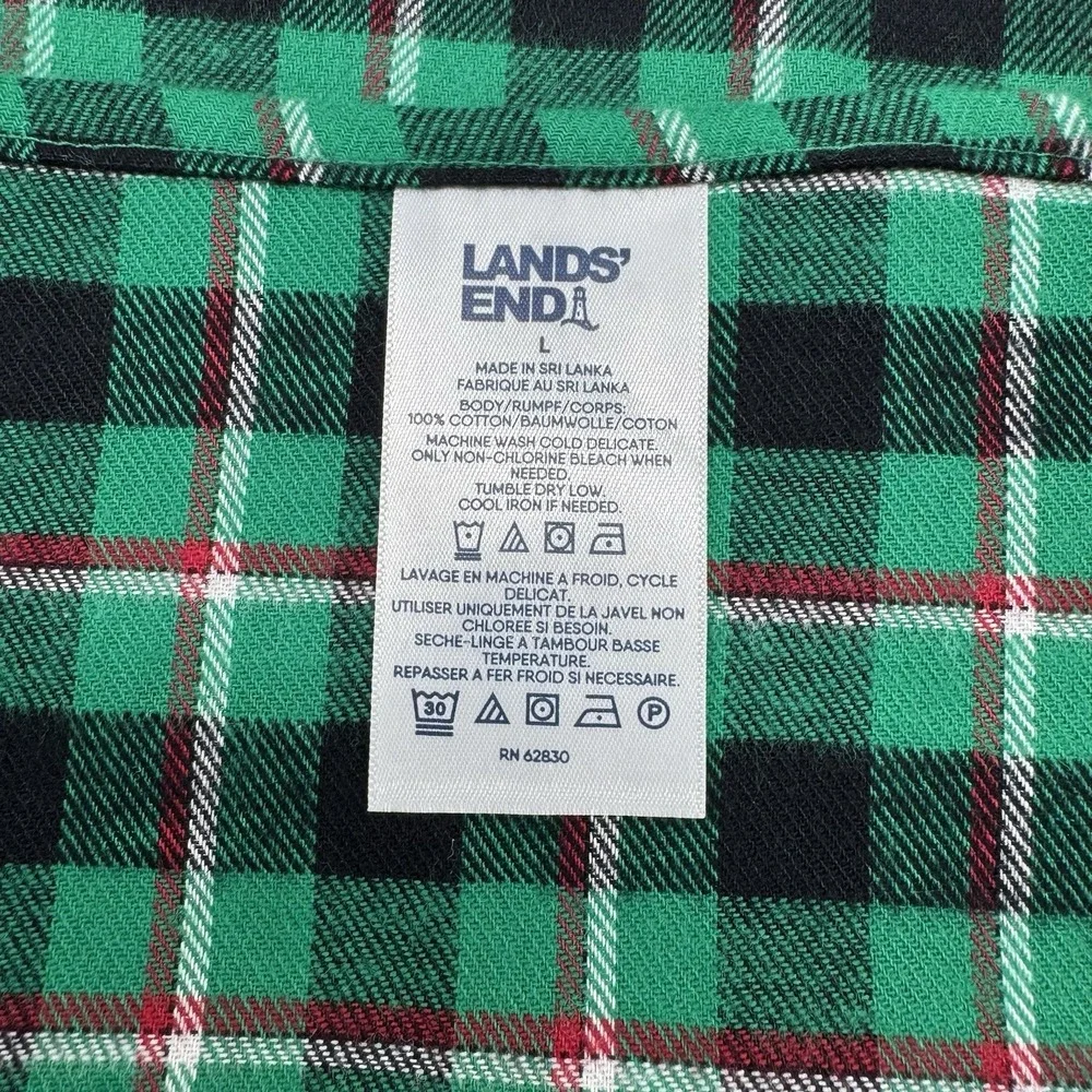 Lands' End Flannel Dog Bandana Set of‎ 2 Large Emerald Gulf Field Check NEW